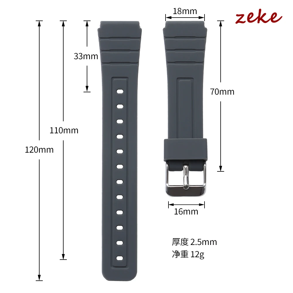 18mm Soft Silicone Rubber Watch Band for CASIO W800H SGW400 Wristband for F84 F91W AE1200/1300 A158/168/159 F105/108 Resin Strap view 6