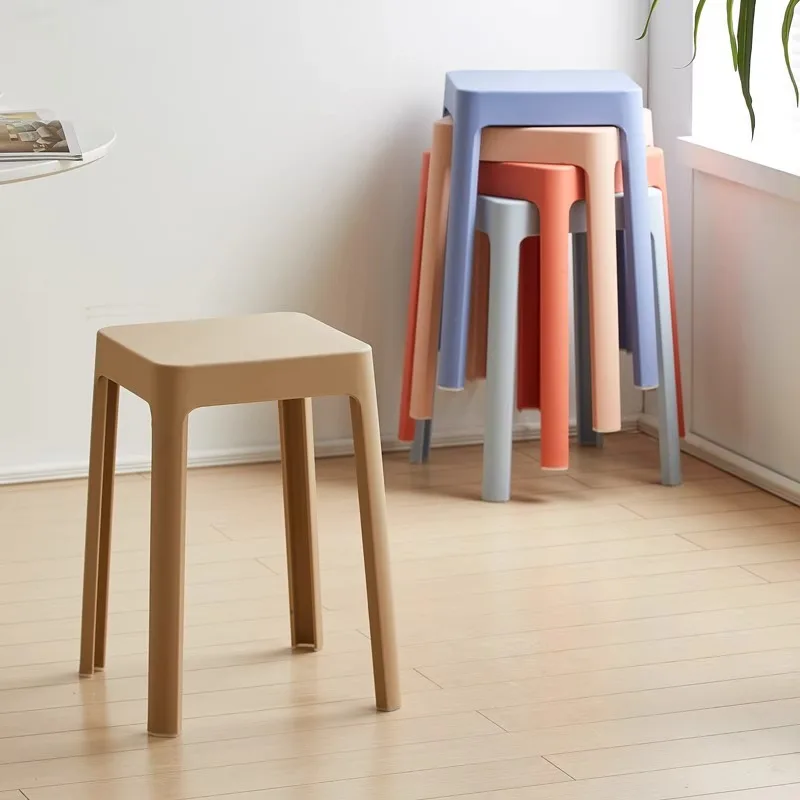 Plastic Stool Nordic Thickened Plastic Household Stool Living Room Balcony Stools Wholesale Stackable Dining Room Colored Square