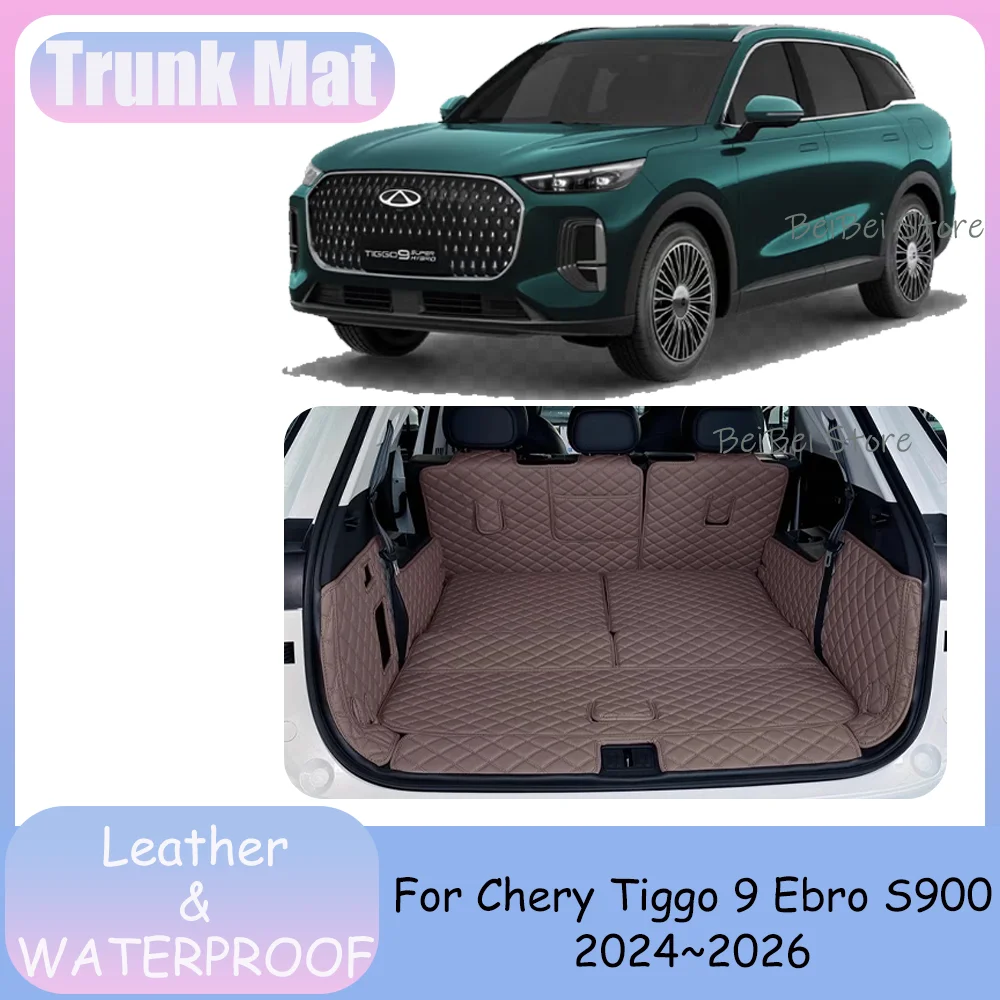 Trunk Mat For Chery Tiggo 9 Ebro S900 2024~2026 2025 Car Leather Waterproof Trunk Mat Trunk Cover Protection Interior Accessorie