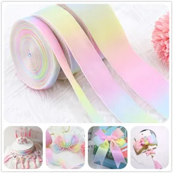 10 Yards Rainbow Craft Ribbon colore sfumato pastello arcobaleno nastro di velluto per confezioni regalo decorazione per feste fettuccia per capelli