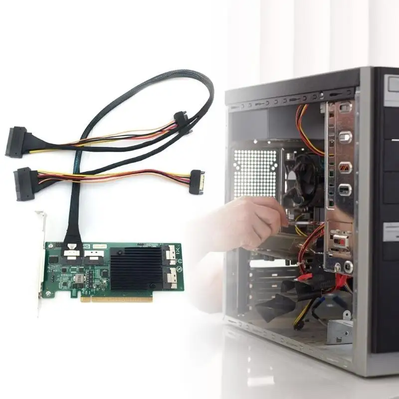 

652F Эффективное управление данными SFF8654 (8I) до 2SFF-8639 кабеля NVME, SFF8654 до SFF8639, со стабильным подключением