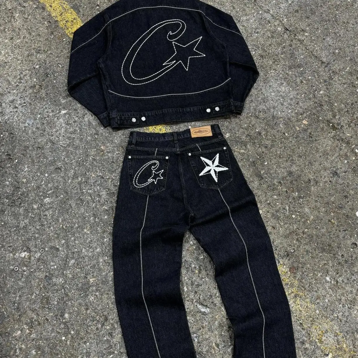

Western Sle Devil Island Denim irt And Jeans Set Long Sve Cotton Casual Sportswear for Teenagers Four Seasons Suitable