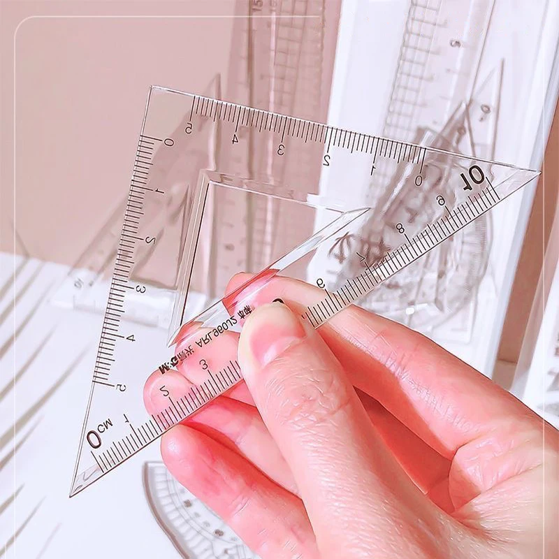 M&G Transparent Geometry Ruler Set with Triangle Protractor And Straight Edge for School Students Drawing & Measuring Tools