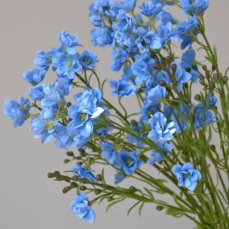 5 Stück Luxuriöse Künstliche Veilchen-Blumen mit Feuchtigkeitseffekt, Delphinien aus Latex, Deko-Blumenarrangements für Hochzeit, Party, Zuhause – Detail 6
