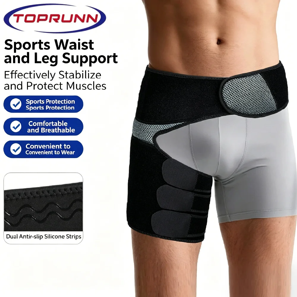 1Pcs Groin Support, Compression Wrap for Hip Flexor Brace, Adjustable Sciatic Pain Relief Brace & Thigh Hamstring Sleeve