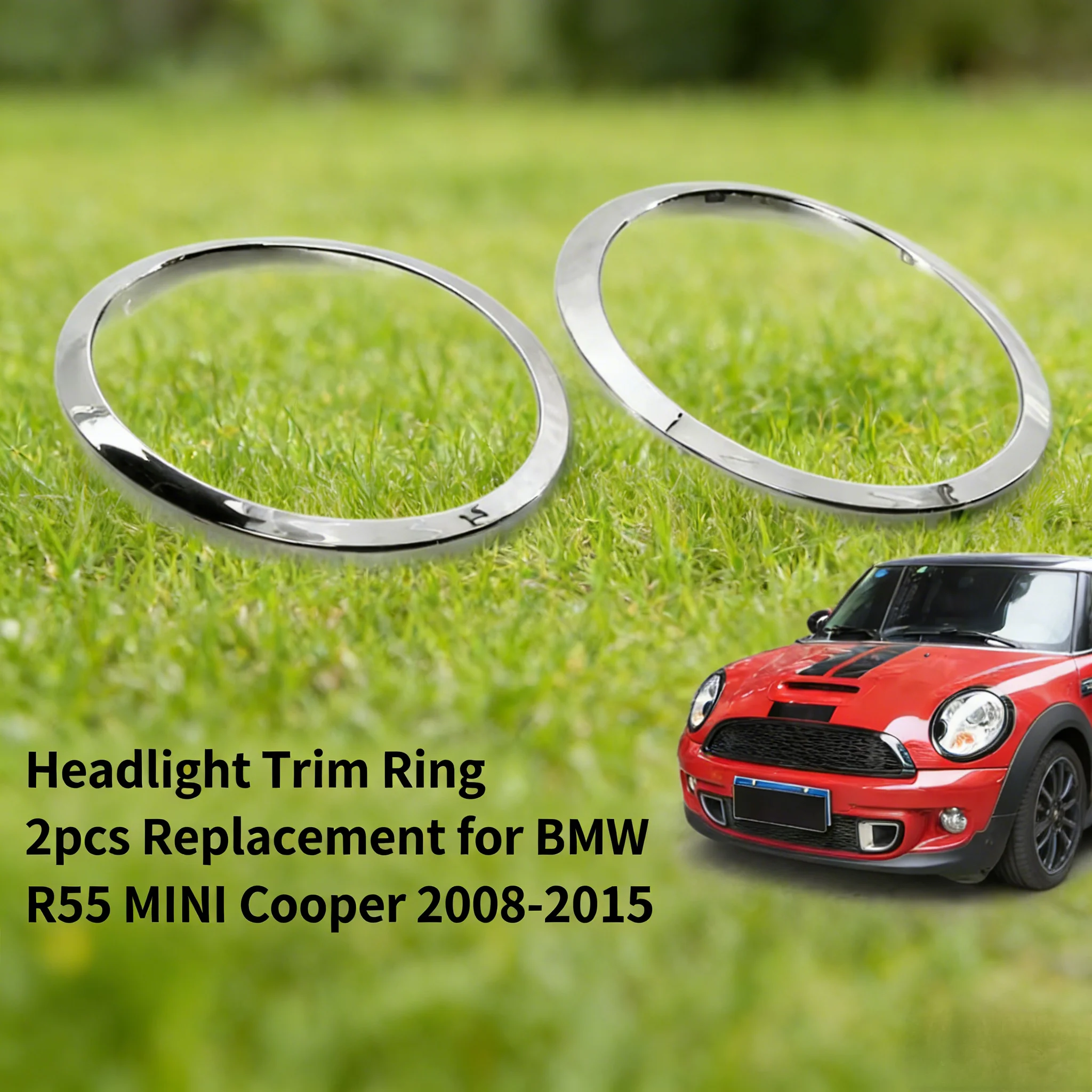 

Headlight Trim Ring 2pcs Replacement for BMW R55 MINI Cooper 2008-2015 OEM 51137149905 51137149906 Headlight Trim Ring