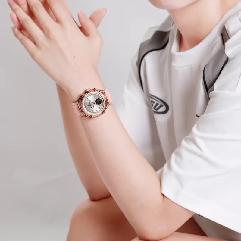 New NAVIFORCE Original Casual Sports Watches Women Quartz LCD Digital Display Wristwatch Female 50M Waterproof Clock Reloj Mujer