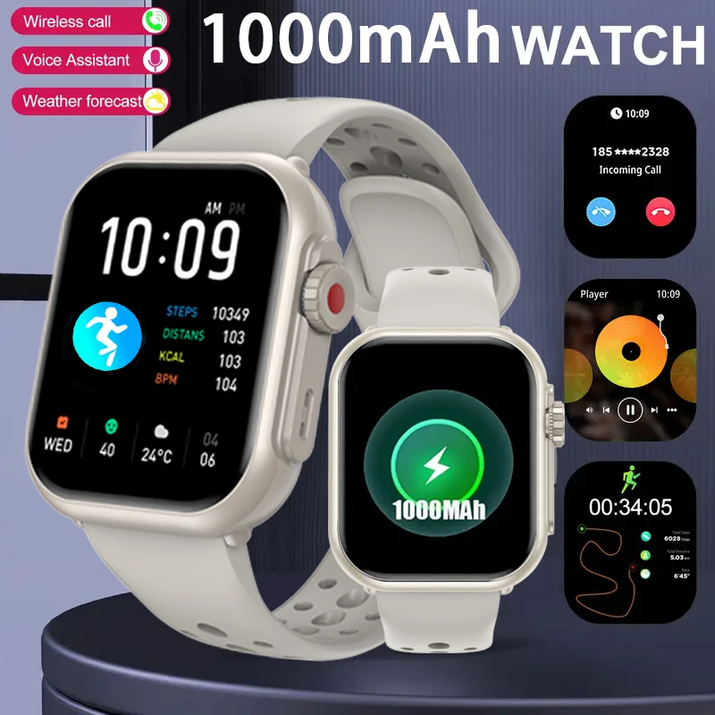 

Часы Ultra K62 Мужчины Женщины 1000 мАч AMOLED Пульсометр 100+Sport HD Bluetooth Вызов GPS Трек Водонепроницаемые Смарт-часы Для IOS Android