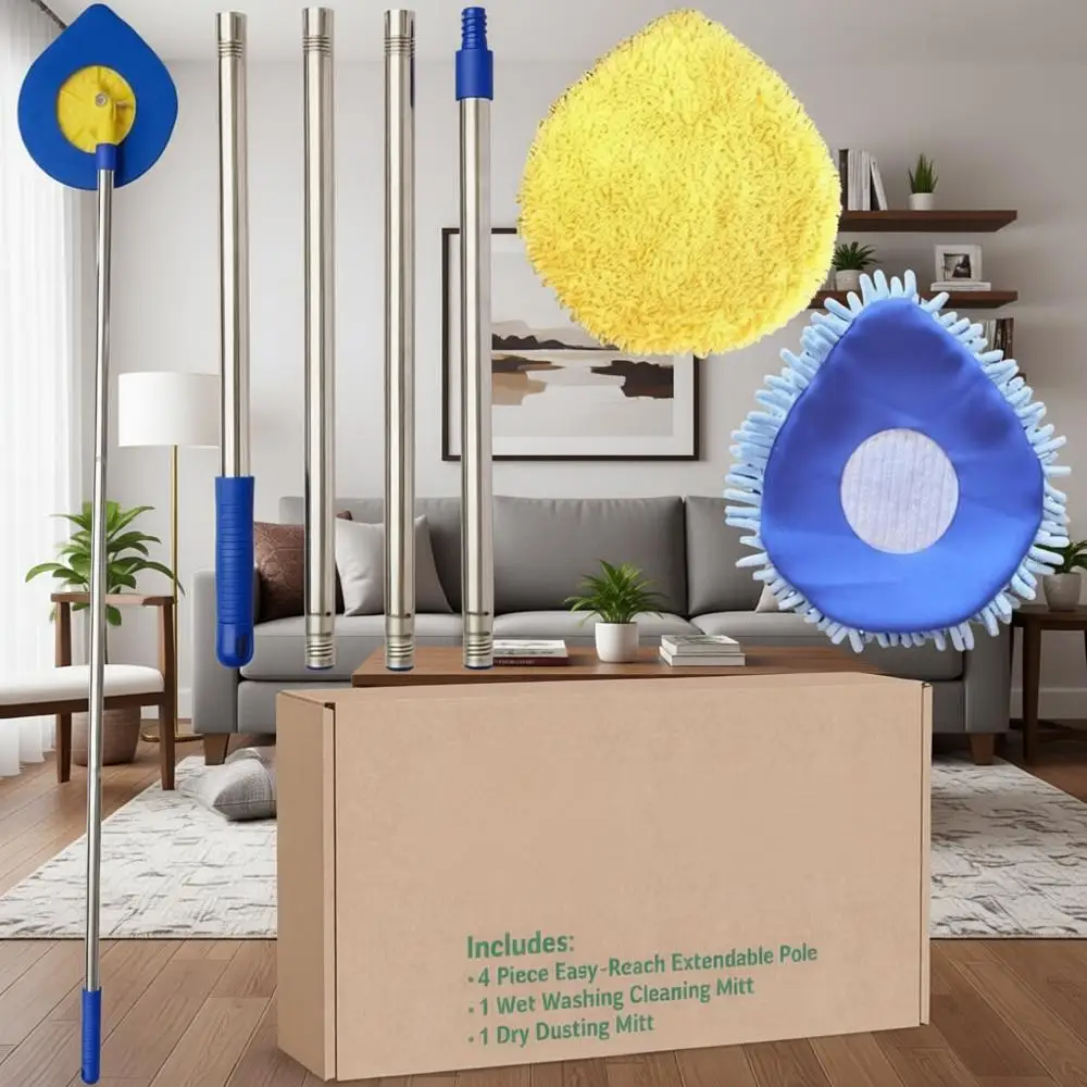 

Telescoping Wall and Ceiling Cleaner with Microfiber Pad for Dry and Wet Cleaning