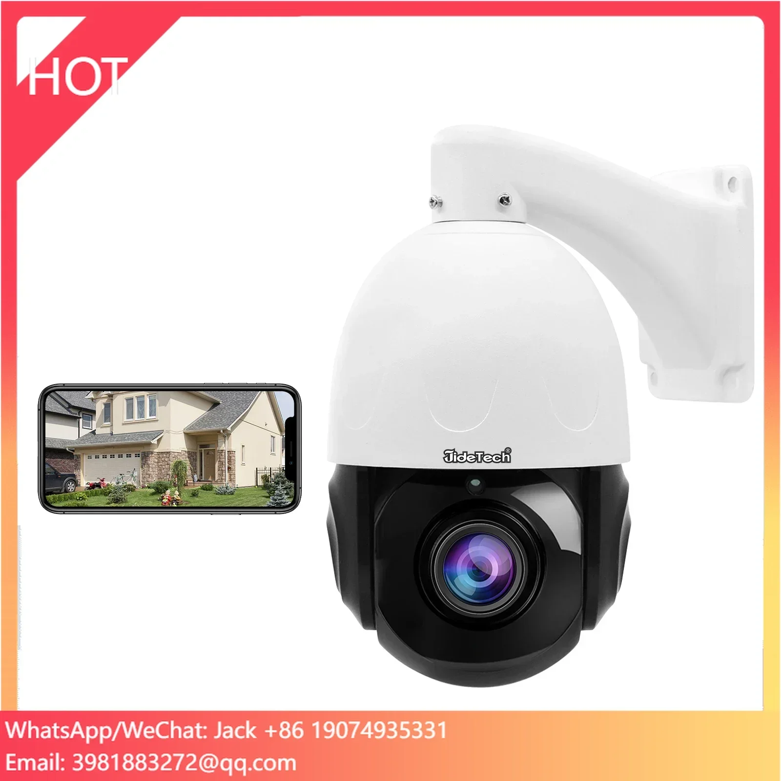 JideTech Network Camera 20X Optical Zoom 5MP PoE PTZ Camera for Outdoor IP Security Camera