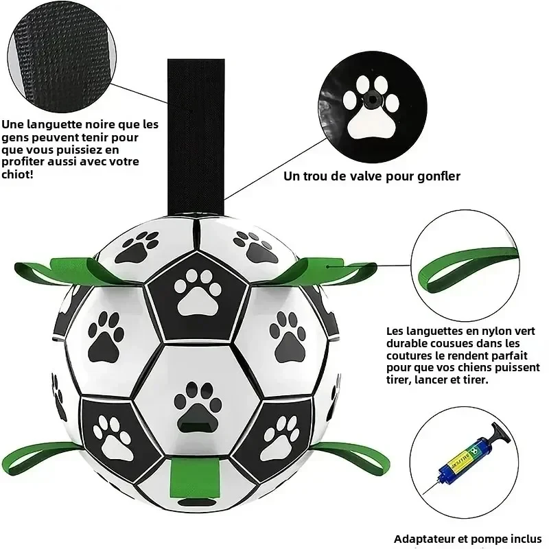 New 1 Pcs Interactive Dog Toys for Tug of War Dog Soccer Ball with Straps for Indoor Outdoor Dog Tug Toy Sturdy Ball Fetch Toy view 3