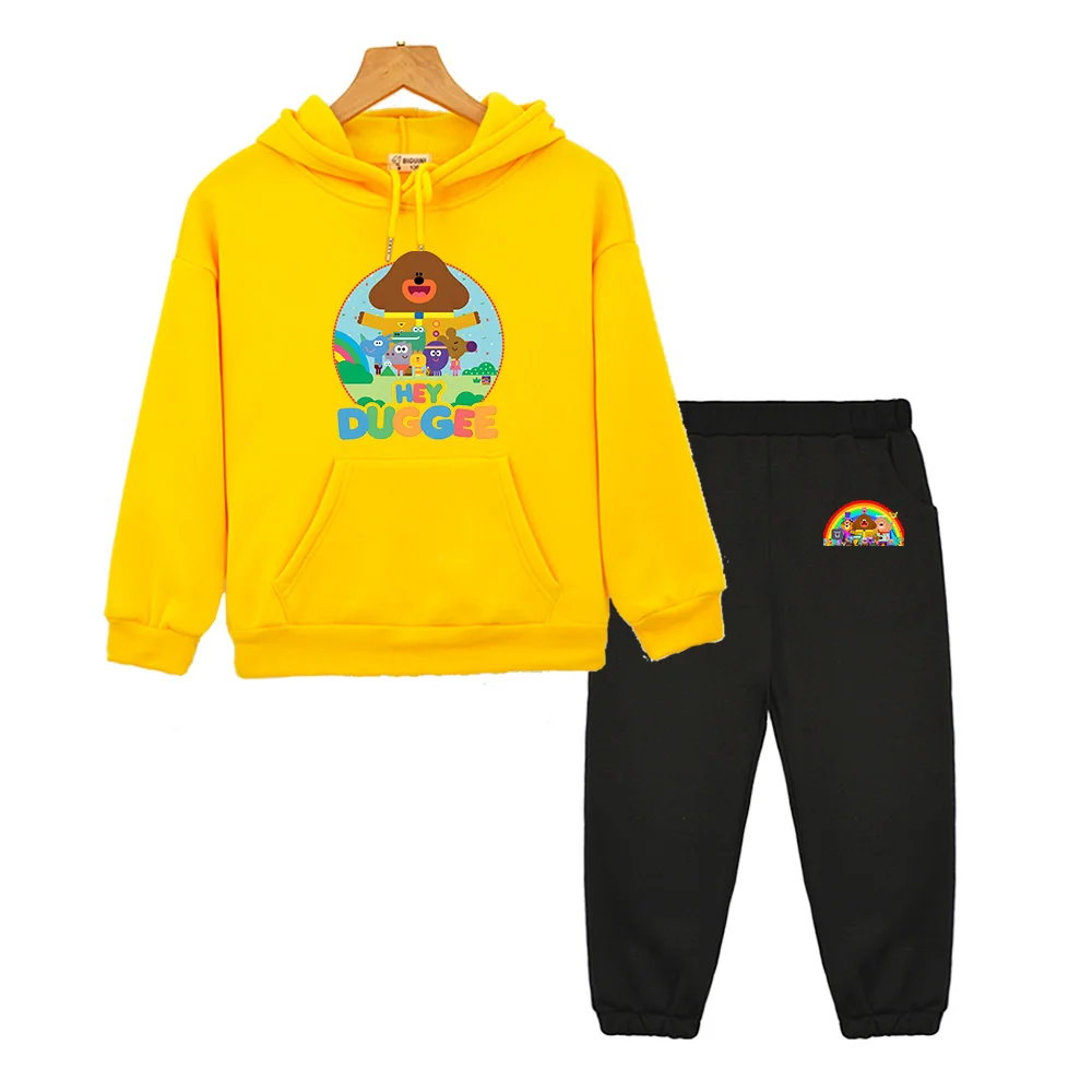 

Fashionable Boy's Hoodie Set Hey Duggee Comic Cartoon Print Clothes and Pants Set New Pattern Boys Girls Children Pullovers Set