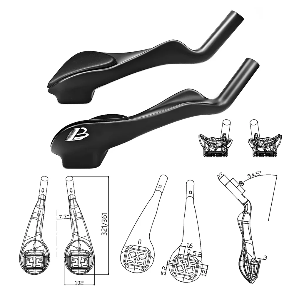 BALUGOE Carbon-Fahrrad-Lenkerverlängerung für TT-Lenker, Triathlon-Zeitfahren, Fahrradteile mit Interner Verkabelung