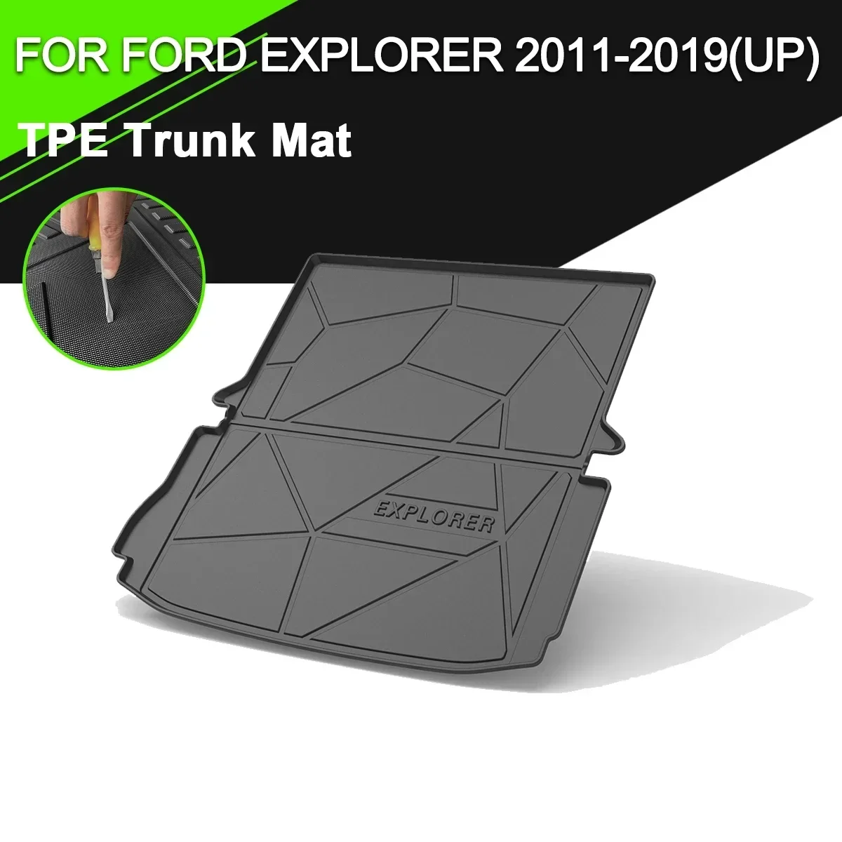 

Car Rear Trunk Cover Mat Rubber TPE Non-Slip Waterproof Cargo Liner Accessories For Ford Explorer 2011-2019(UP)