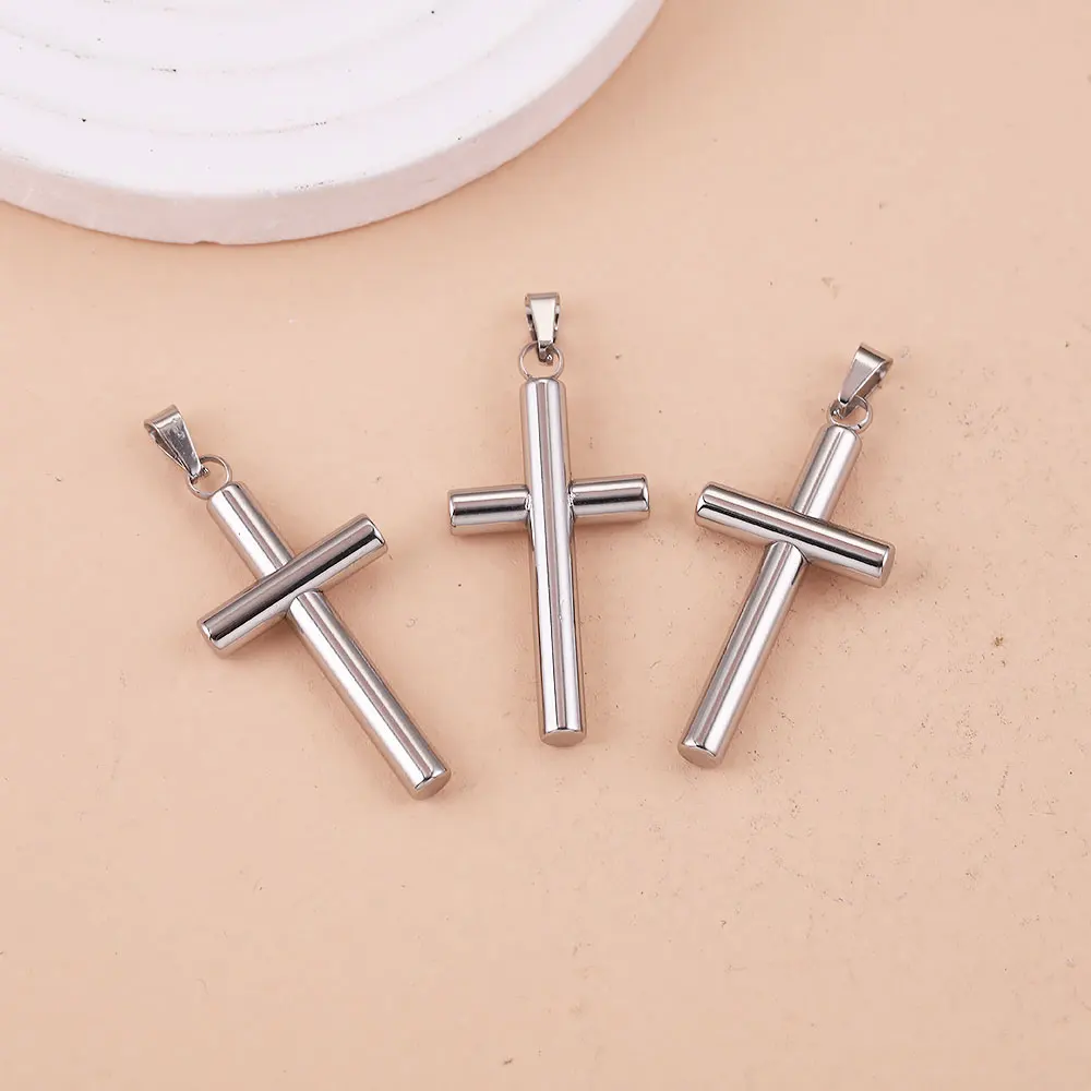 3pcs Cross Charms for Jewelry Making Supplies Stainless Steel Pendants 3 size DIY Hip Hop Necklace Cross Pendant Punk Style