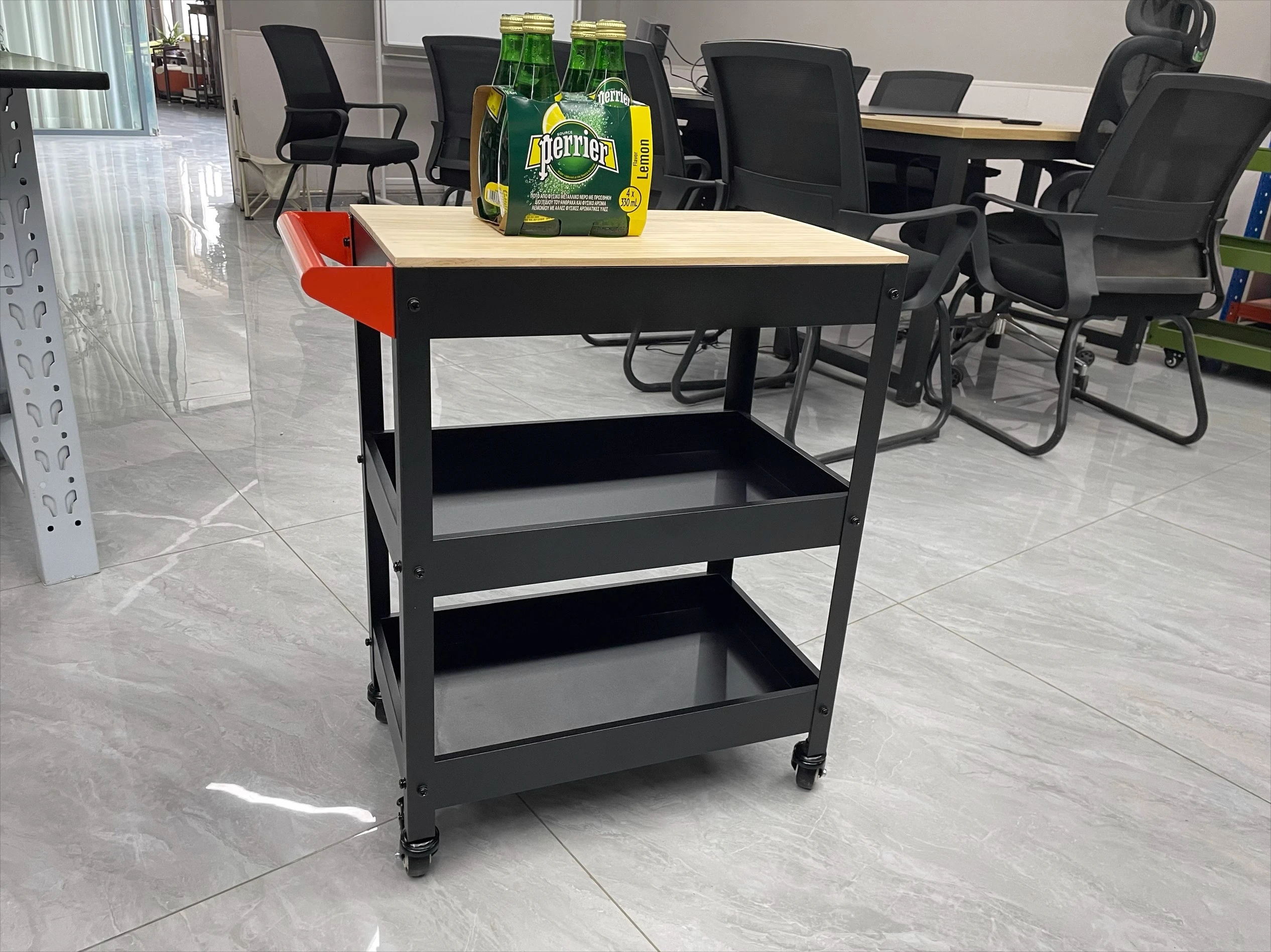 

Three-layer trolley Industrial wind tool cart Trolley Silent storage Parts Mobile flower stand