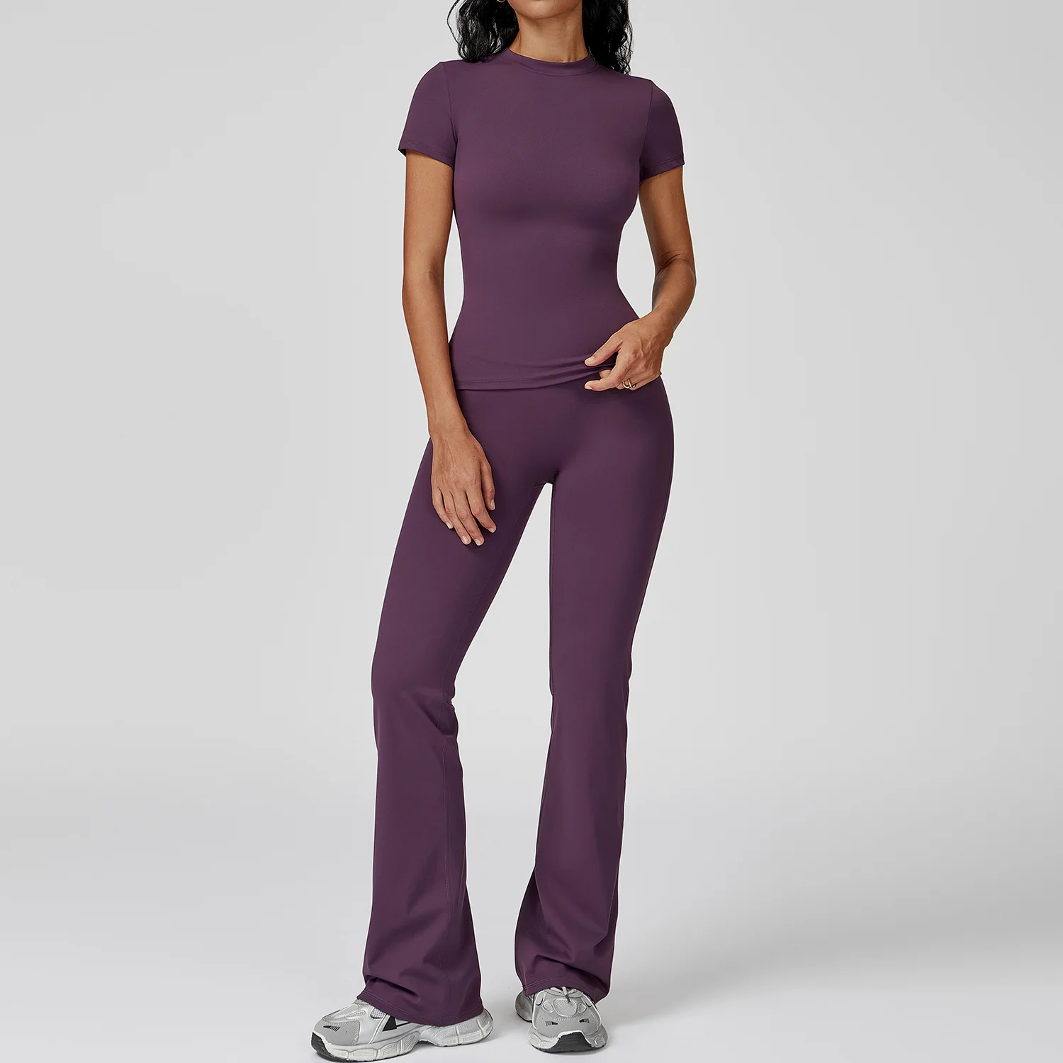 Conjunto de Yoga para mujer, 2 uds., conjunto de entrenamiento, ropa deportiva para gimnasio, mallas de cintura alta de manga larga, pantalones cortos de ciclismo, trajes deportivos