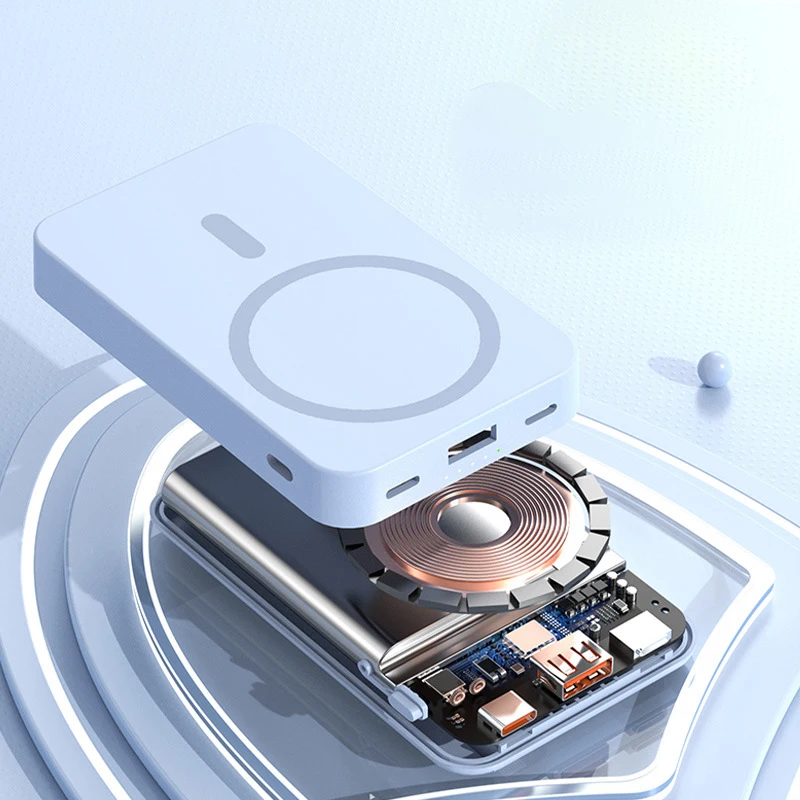 باور بانك مغناطيسي جديد 2025 ثلاثة في واحد 20000 مللي أمبير كابل قائم بذاته شحن سريع للغاية بنك طاقة Magsafe محمول