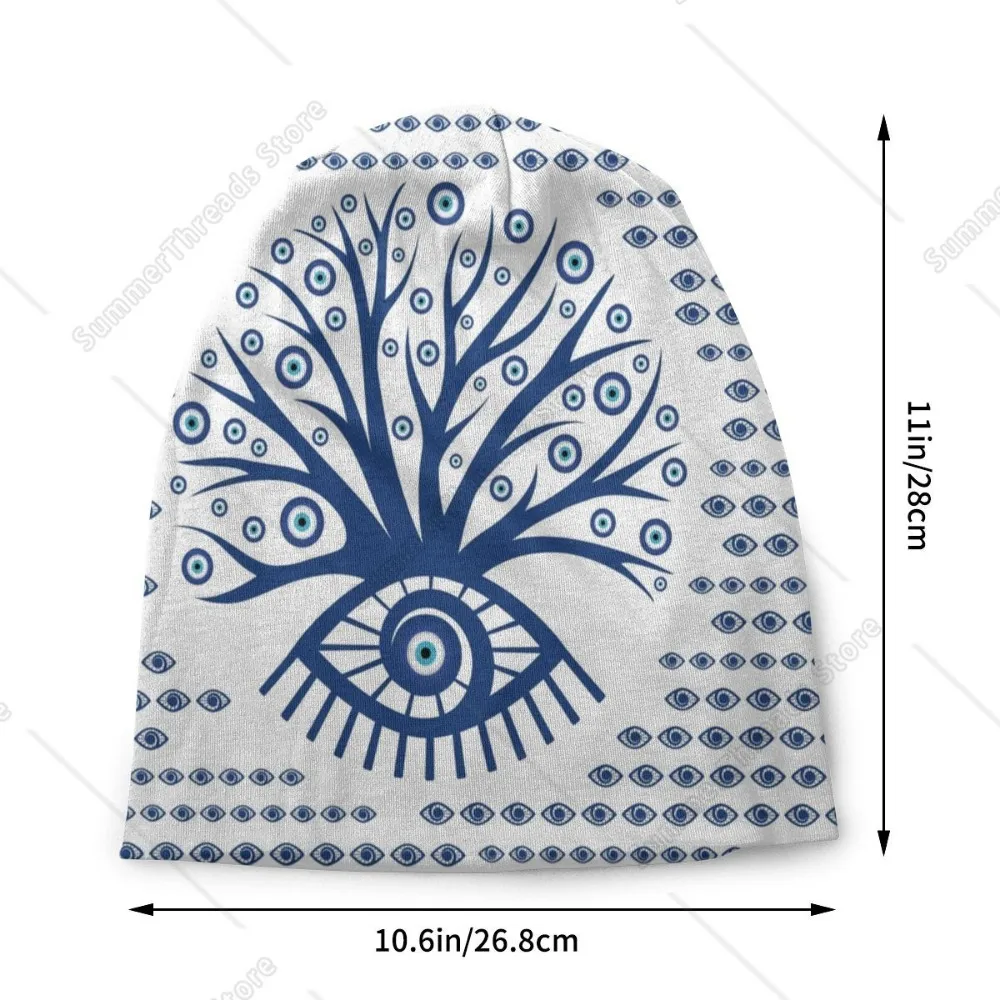 Custom Greek Evil Eye Mati Mataki Matiasma Bonnet Femme Hip Hop Knitting Hat For Warm Winter Mystic Tree of Life Beanies Caps