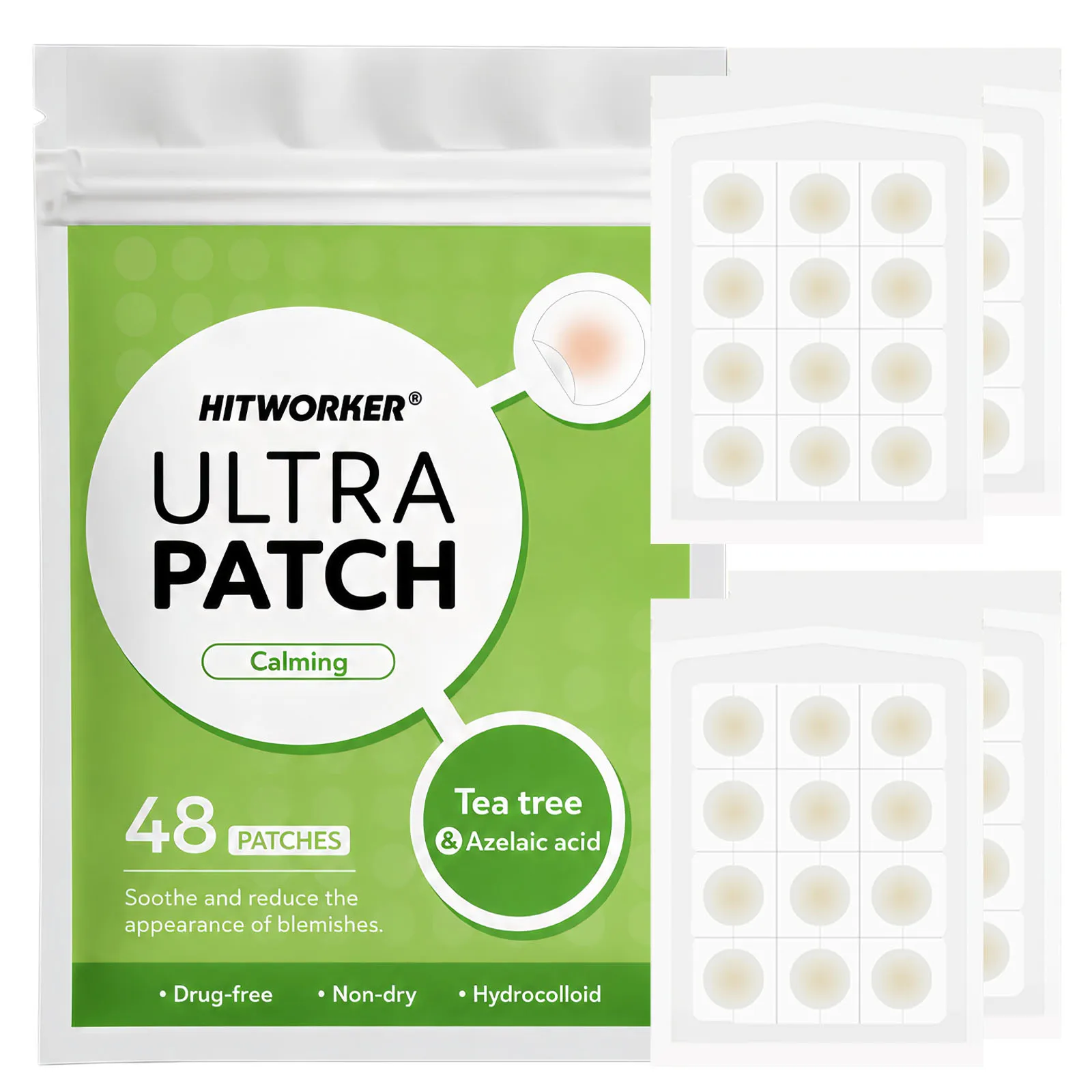 48pcs Hydrocolloid Pimple Patches, Invisible Spot Cover Face Stickers, Ultra Thin Water-Resistant Day Night Care