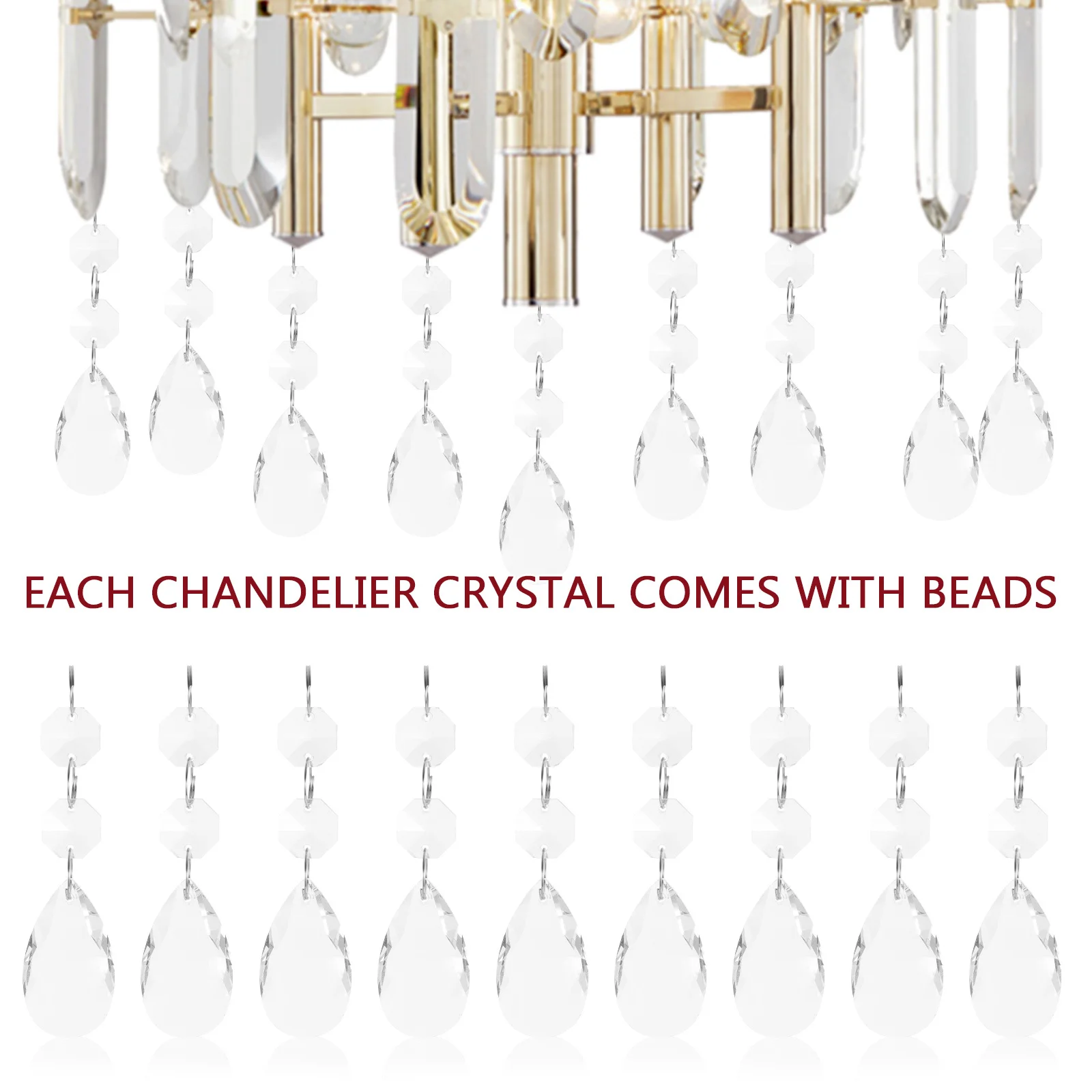 

16Pcs Crystal Pendant Glass Metal Chandelier Hanging Ornament for Home Wedding Festival Light Decoration Ceiling Lamp