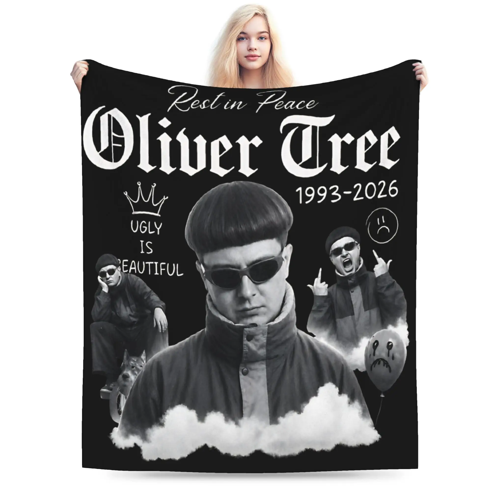 Oliver Tree Rest In Peace 1993 to 2026 Memorial Blanket  Flannel Novelty Warm Throw Blankets for Chair Covering Sofa  Winter