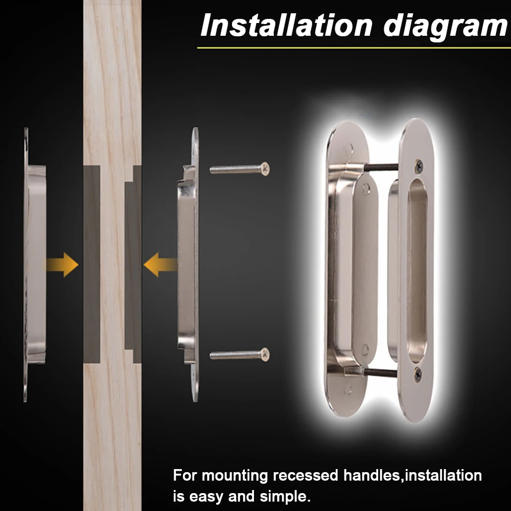 Black Sliding Barn Door Handle Invisible Pull Recessed Handle White Finger Flush Pulls For Closet Pocket Embedded Handle