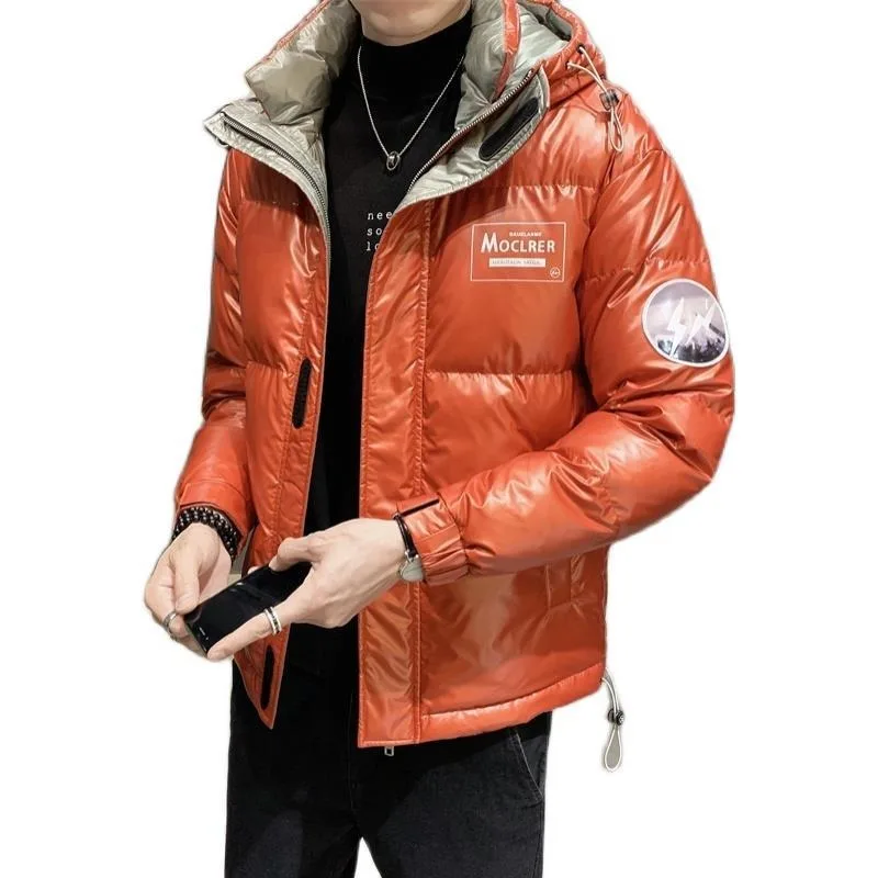 2023 neue Männer Daunen jacke Mantel Mode kurz glänzend lose Parkas Slim Fit Kapuze Freizeit Outwear Winter verdicken Mantel Trend