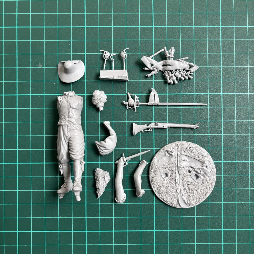 Kit modello non verniciato in resina da 75 mm, tema militare, Moschettiere europeo non assemblato e non verniciato GK