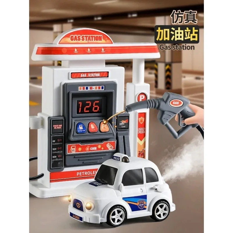 Child toy gas station simulation station big car models for boys and girls children\'s educational toys with sound light