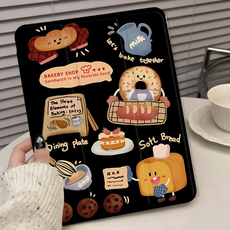 Tablets Rotation Cover for Ipad 10th Generation Case 10.2 7th 8th 9th Gen Ipad 5th 6th 9.7 Ipad Mini6 8.3 Doughnut Bread Shell