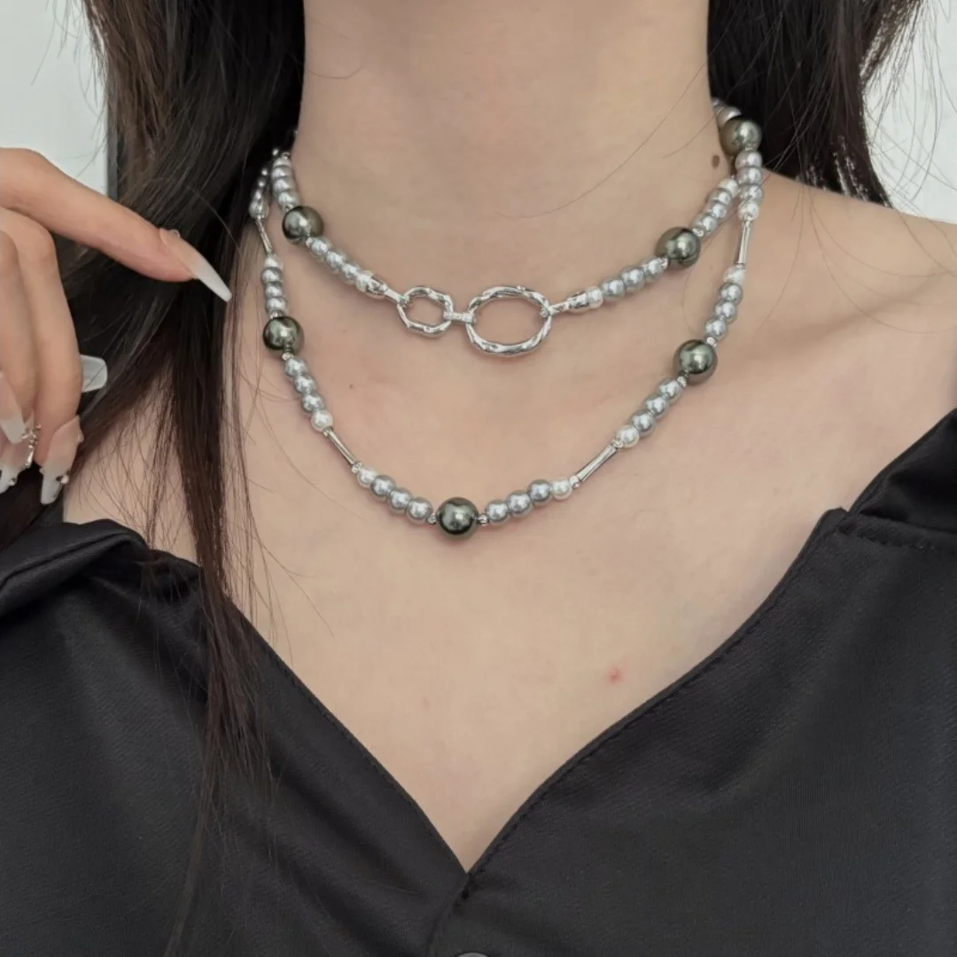 

DUTRIEUX Elegant Exquisite Pearl Necklace Bead Sweater Chain Niche Design Women's Light luxury Choker Clavicle Chain Jewelry