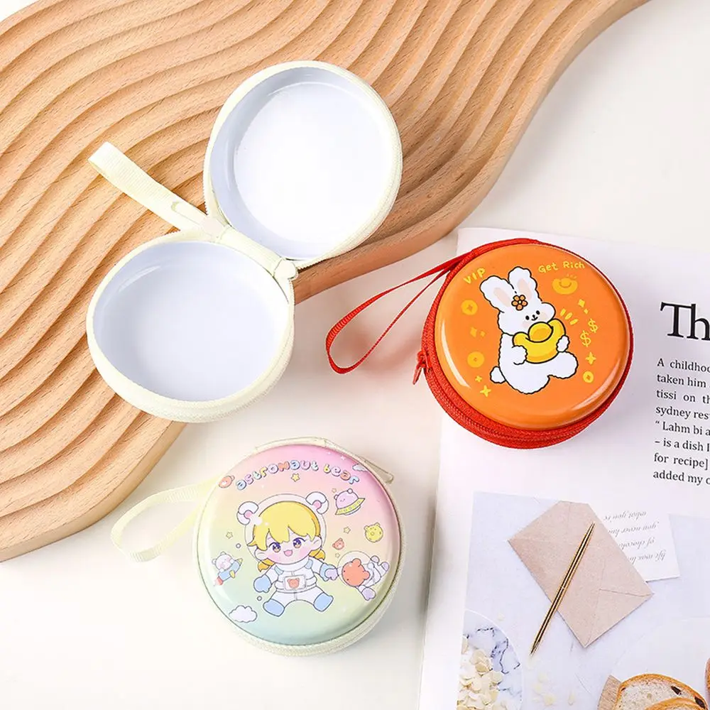 Round Square Bunny USB Cable Organizer Wallet Gift Students Kids Headphone Case Earphone Storage Bag Coin Purse Earbuds Box