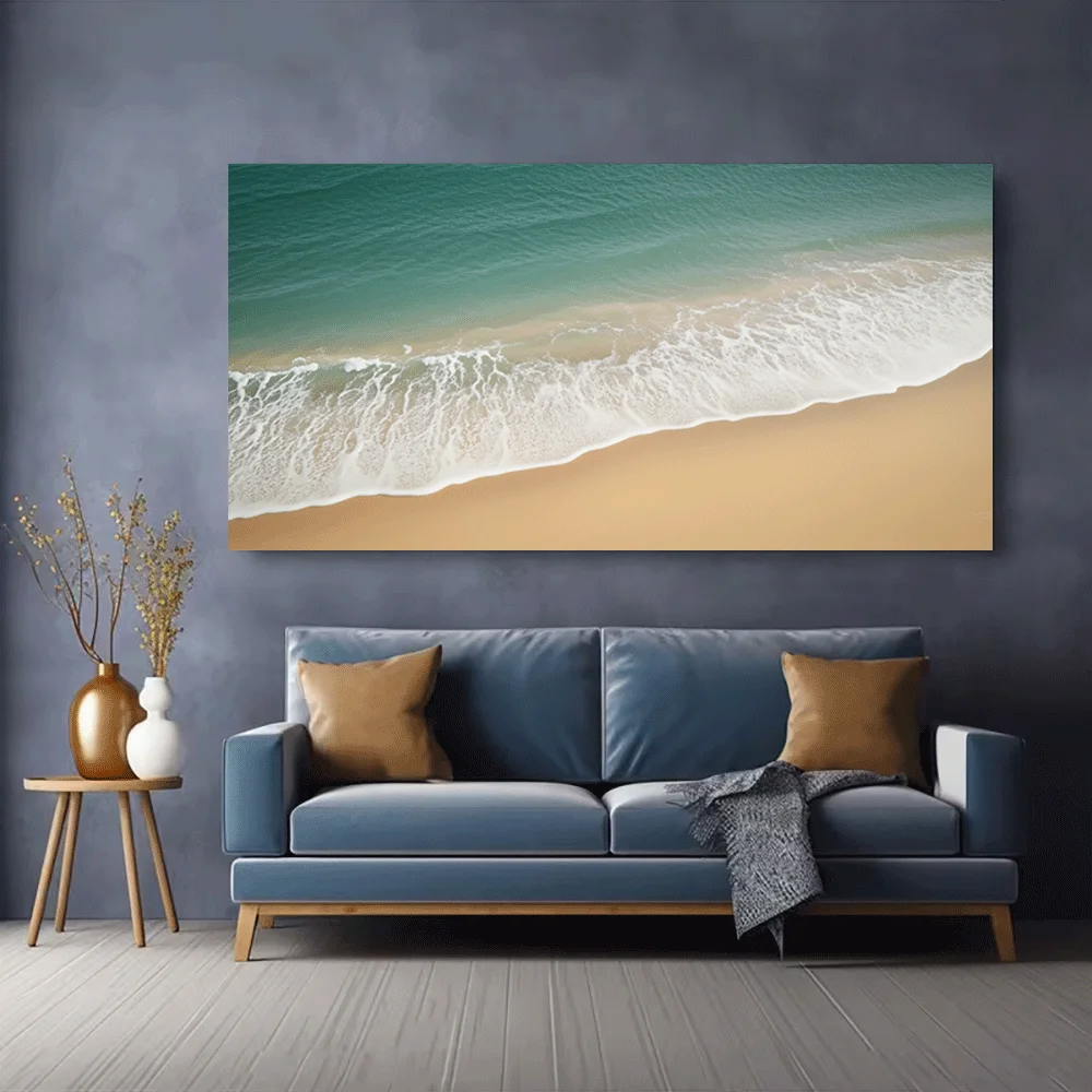 1pc frameless Canvas Painting 1PC-Canvas poster Unframed  Ocean Beach Waves Sand Landscape Art Print  summer