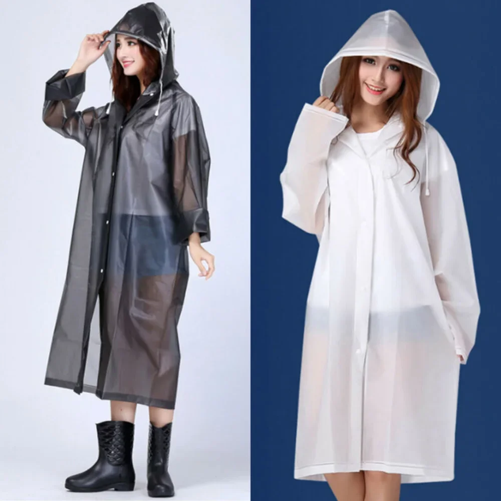 

Unisex EVA Raincoat Hooded Ponchos Jacket Clear Thickened Waterproof Rainwear Tourism Outdoor Hiking Rain Poncho Raincoats