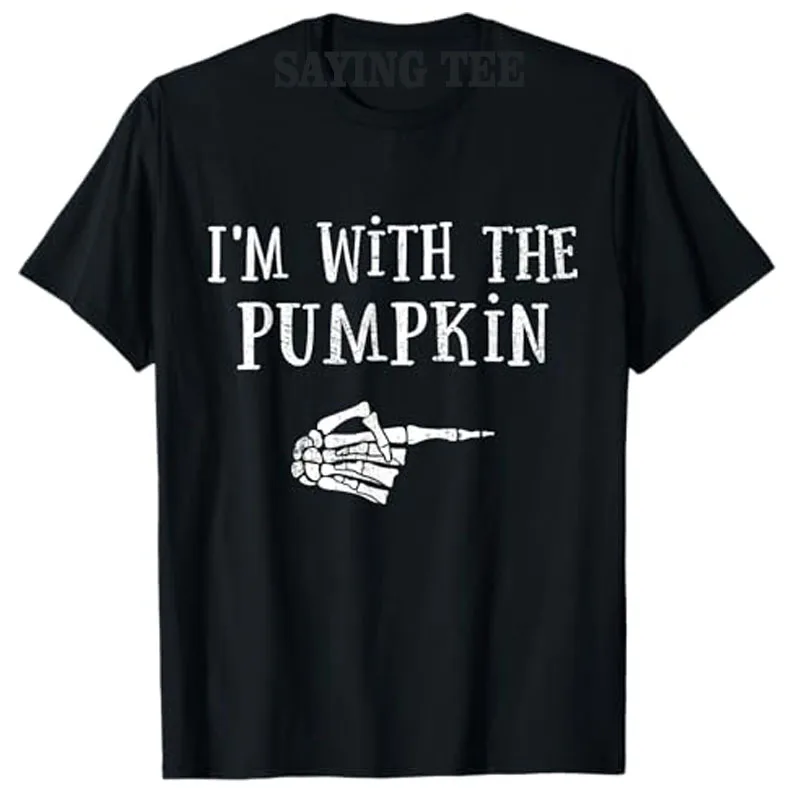 I'm with Pumpkin Matching Partner Couple Costume Halloween T-Shirt Gift Scary Halloween Party with A DIY Lazy Outfit Saying Tee