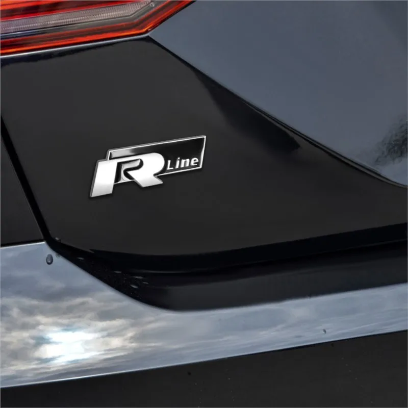 3D Car Front Grille Trunk Emblem Sticker For R Rline Logo Badge VW Volkswagen Polo Passat Golf Jetta CADDY Rline GTI GTD Sticker