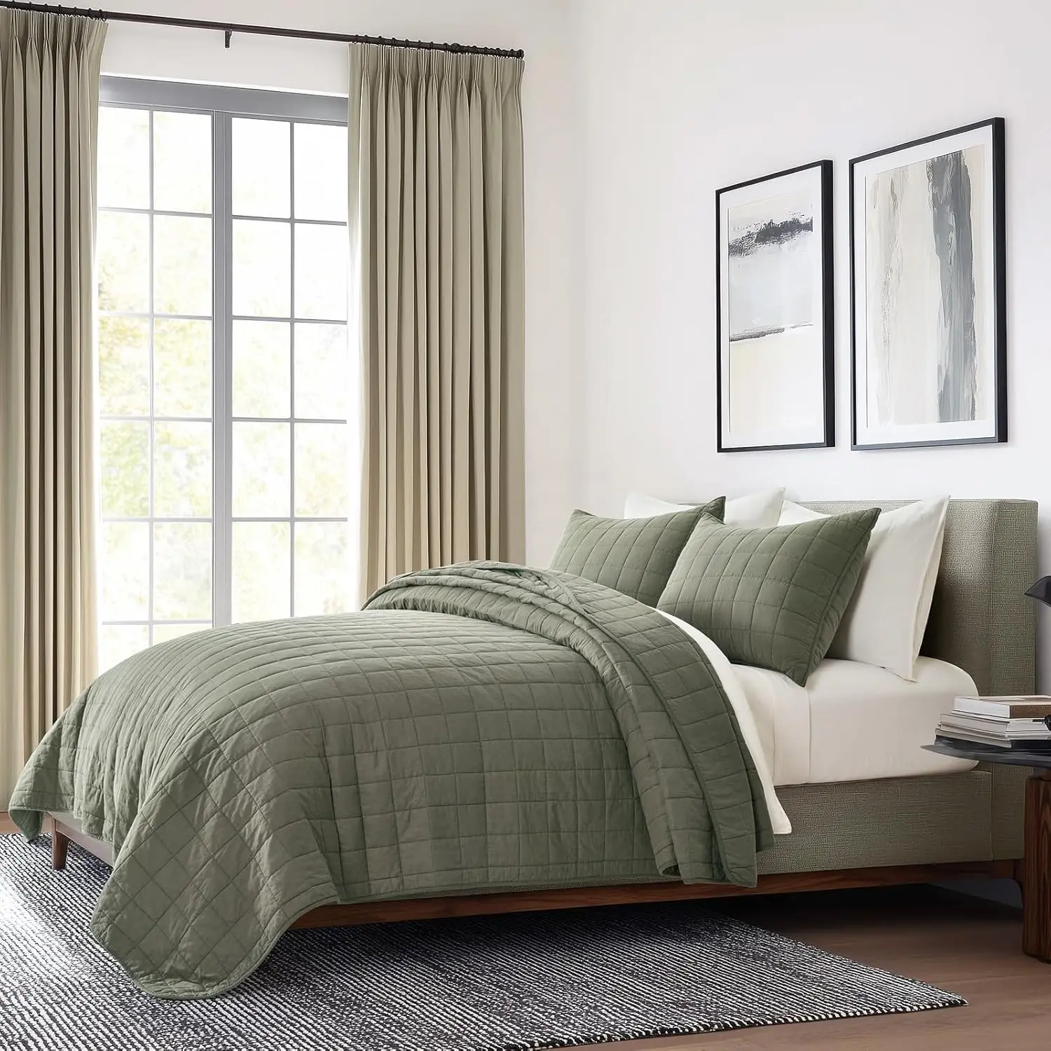 طقم مفروشات لحاف من القطن 100% مقاس كينج 3 قطع، غطاء مريح خفيف الوزن ومغسول للملابس، مبيعات المصنع مباشرة