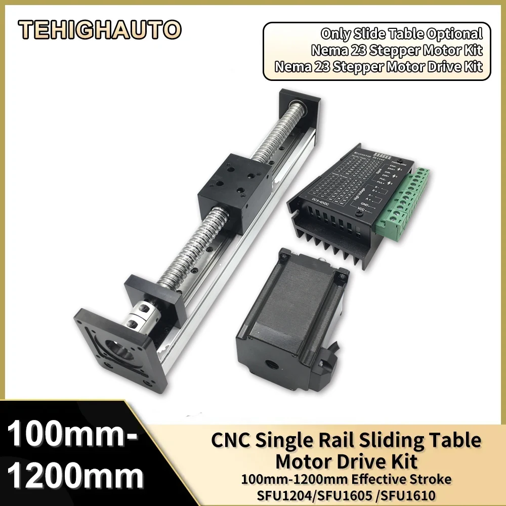XYZ Axis Linear Guide Stage CNC Sliding Table Motor Kit Single Rail SFU1204/1605/1610 Ball Screw Motorized Single Axis Robot