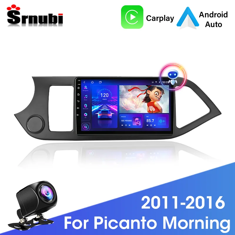 Srnubi 2 Din Car Radio for KIA PICANTO Morning 2011 2012 2013 2014 2015 2016 Android 12 Multimedia Player Carplay Stereo GPS DVD