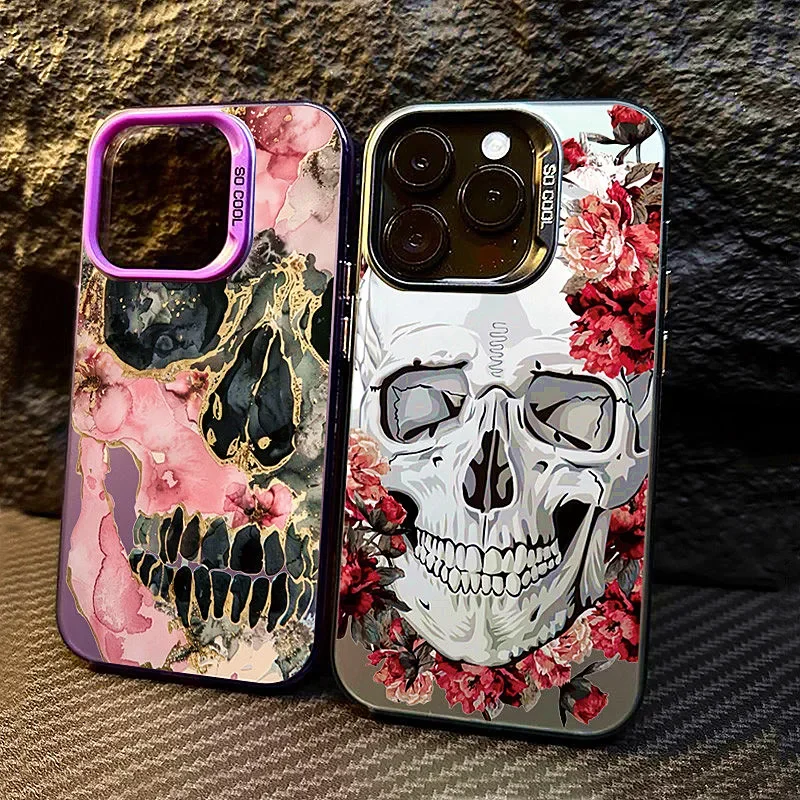 

Skull Floral Cartoon Phone Case For Samsung Galaxy S25 S23 S22 Ultra Plus S24 FE A15 A35 A53 A54 A55 A14 A24 A25 A16 Matte Cover