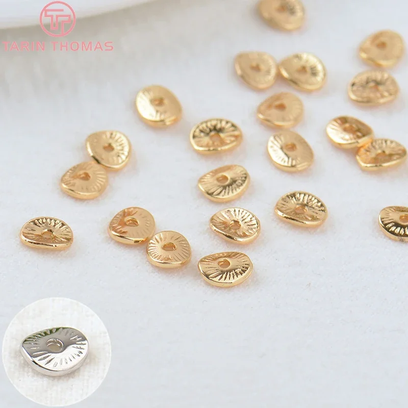 (3471)50PCS 5x6MM 8x9MM 9x10MM  24K Gold Color Plated Brass Spacer Beads Beads Caps High Quality Diy Jewelry Accessories