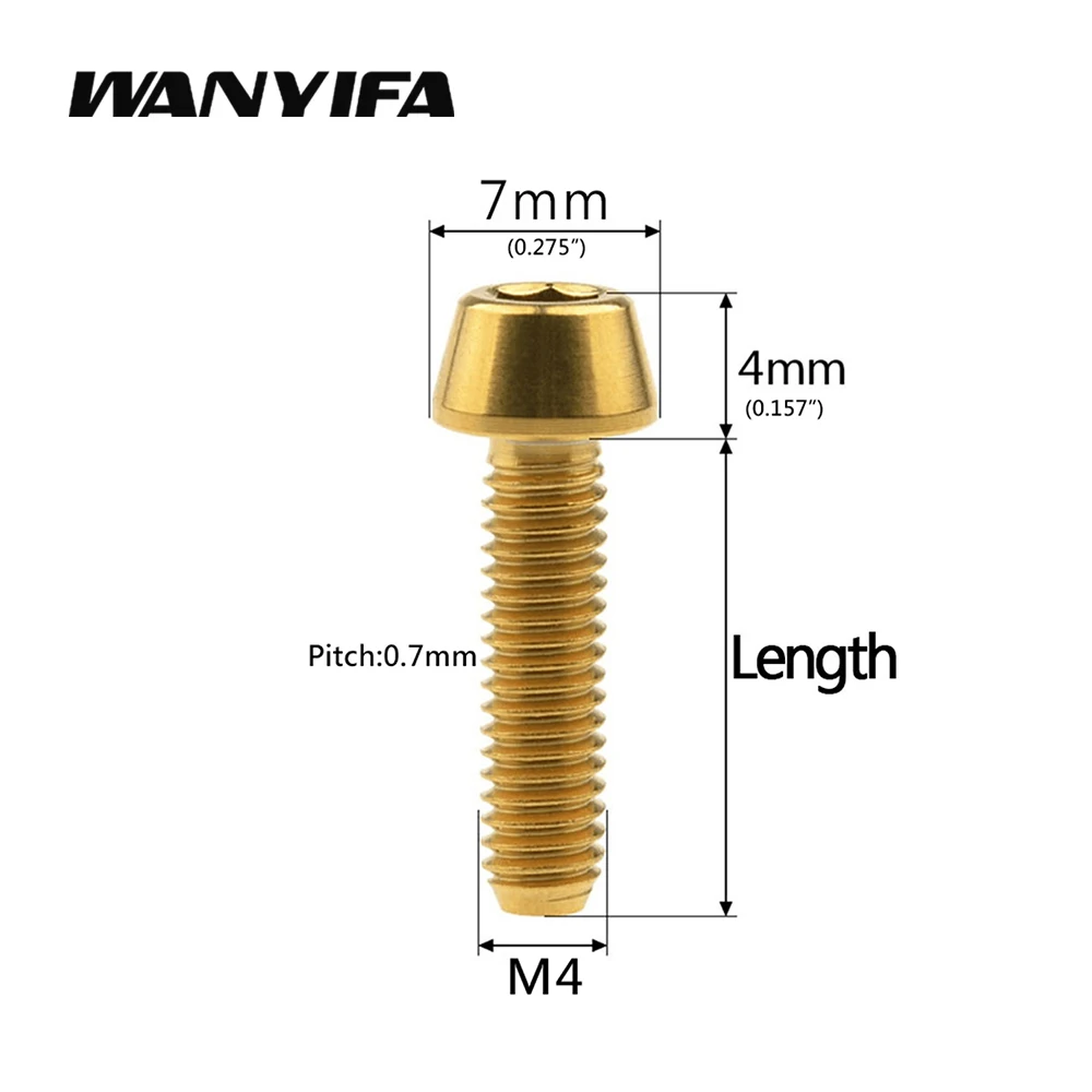 Wanyifa Titanium Bolt Allen Key Taper Head Screw M4 Thumb Shifter Rear/front Derailleur H/L Adjustment Bicycle Screws Accessorie