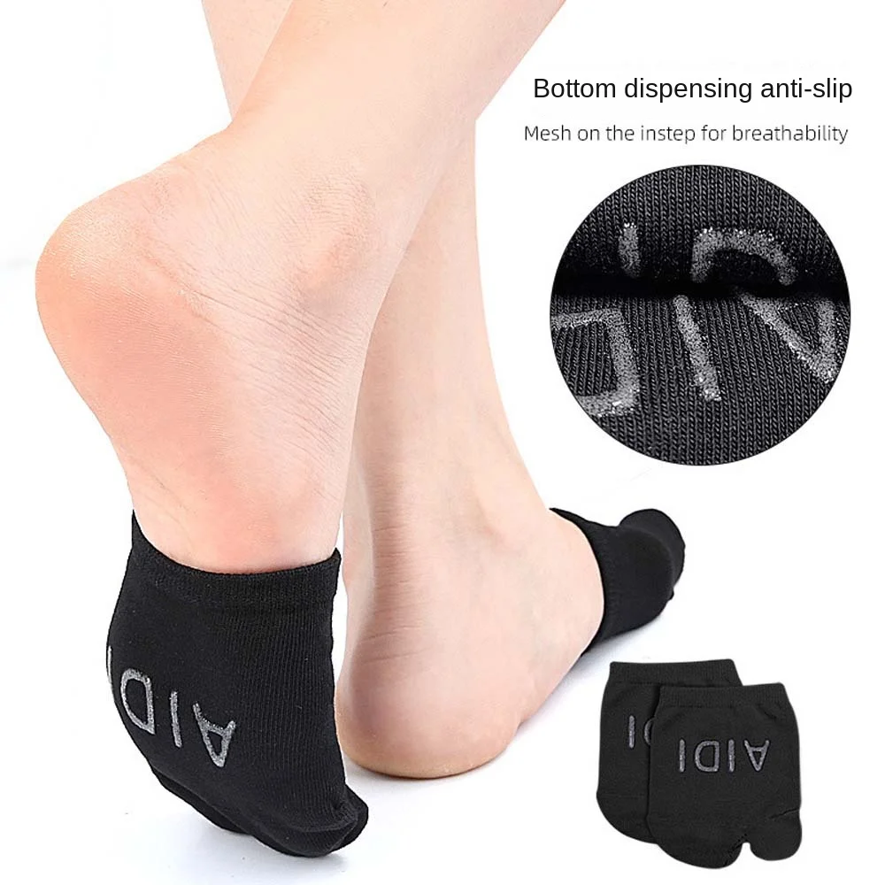 Toe Valgus Corrector Forefoot Socks Solid Color Invisible Toe Separator Socks Anti Slip Short Socks Half Palm Socks Summer