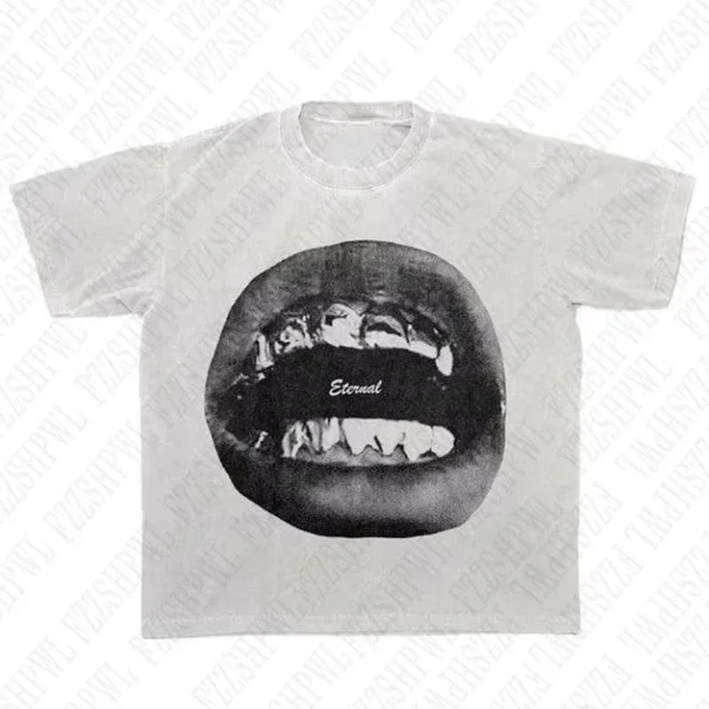 

Summer Grunge Goth Y2K Cotton T-shirt Harajuku Graphic Print Retro Tee Streetwear Hip Hop Short Sleeve Tshirt Punk Oversized Top