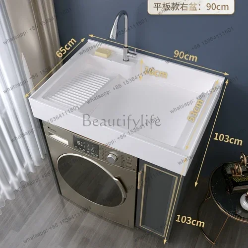 Balcony Washing Machine Cabinet Bathroom Wash Basin Cabinet Combination Washing Machine Companion