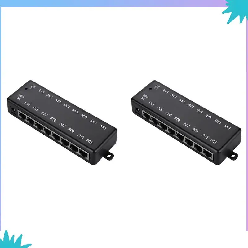 ABZW 2X POE-инжектор 8-портовый адаптер питания Poe Источник питания Ethernet для сетевой камеры видеонаблюдения POE Power через Ethernet, черный
