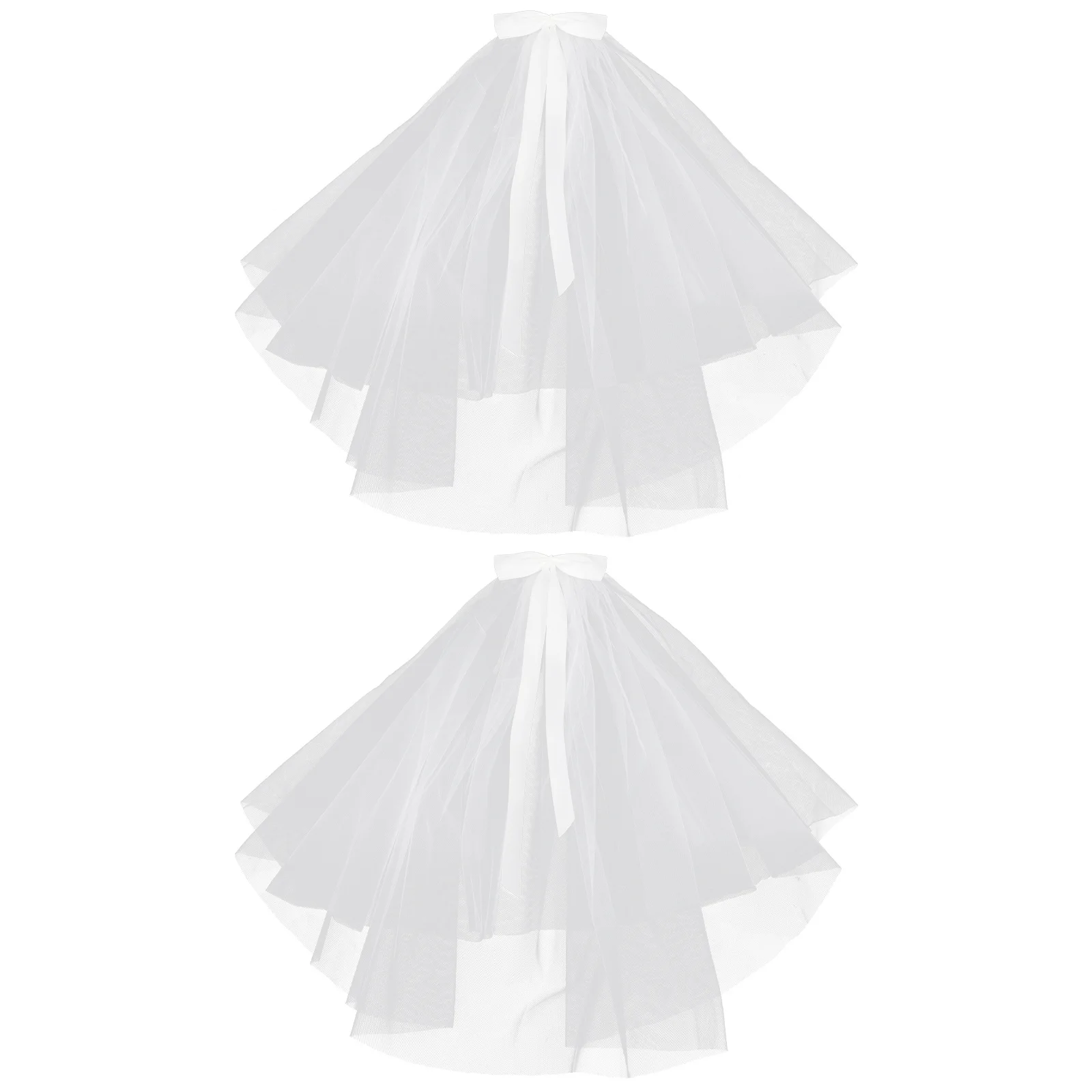 

2Pcs Bridal Veils Bow Design Shoulder Length Elegant Wedding Veil Headdress for Brides Bridal Veil Wedding Headdress