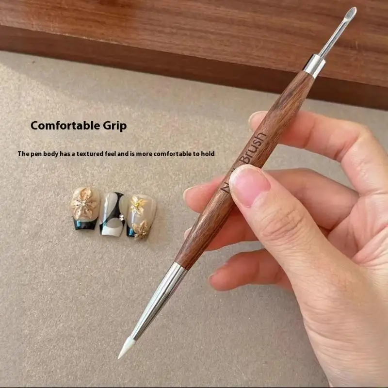 

2/1PCS Wood Double Headed Nail Art Brush Carving Flower Painting Pen Mixing Pen DIY Manicure Tool Multifunctional