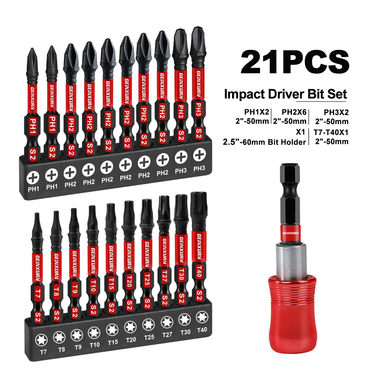 Geinxurn 2.5 Inches Impact Screwdriver Bit Holders, Magnetic Extension Quick-Change Socket Drill Bit Holder with Screwdriver Bit